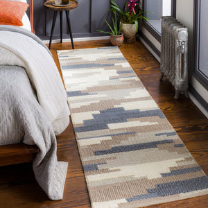 Cocoon CCN-1003 Modern Wool Rug CCN1003-268 Denim, Taupe, Light Gray, Cream 100% Wool 2'6" x 8'