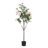 Willey 5' x 2.3' Artificial Rose Tree, Green and Pink Champagne Noble House