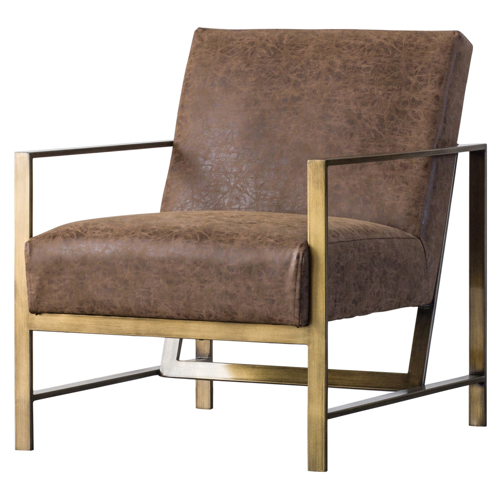 Francis Elegant Leatherette Arm Chair - Modern Design with Brushed Gold Frame, Fully Assembled!
