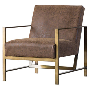 Francis Elegant Leatherette Arm Chair - Modern Design with Brushed Gold Frame, Fully Assembled!