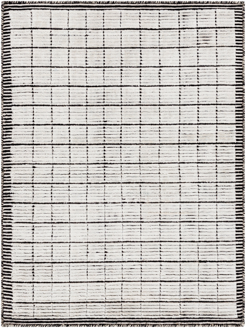 Carre CCR-2301 Modern Viscose, Wool Rug CCR2301-81012 Black, Light Gray 70% Viscose, 30% Wool 8'10" x 12'