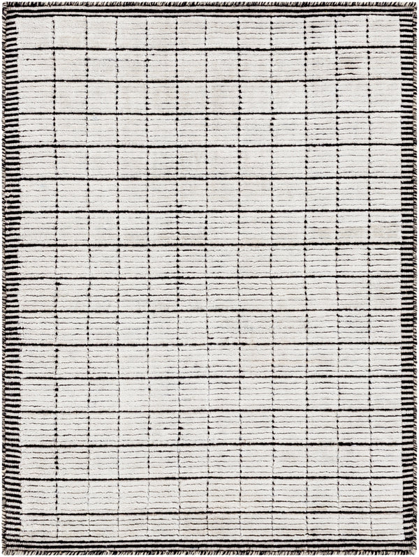 Carre CCR-2301 Modern Viscose, Wool Rug CCR2301-81012 Black, Light Gray 70% Viscose, 30% Wool 8'10" x 12'