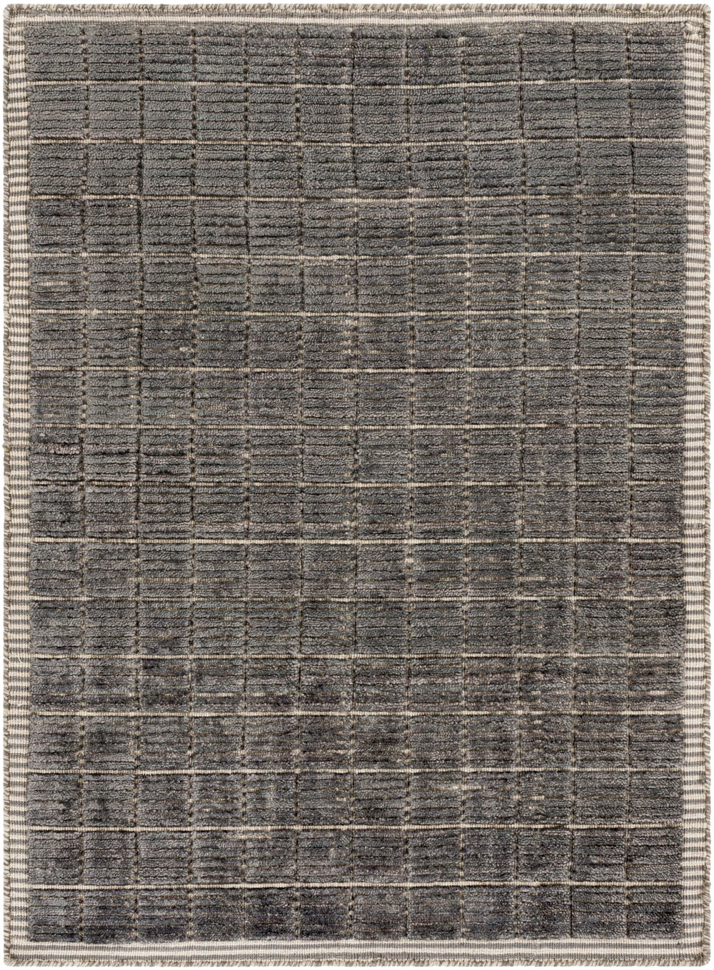 Carre CCR-2302 Modern Viscose, Wool Rug CCR2302-81012 Charcoal, Medium Gray 70% Viscose, 30% Wool 8'10" x 12'