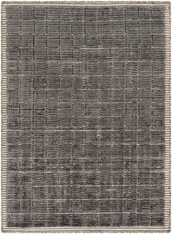 Carre CCR-2302 Modern Viscose, Wool Rug CCR2302-81012 Charcoal, Medium Gray 70% Viscose, 30% Wool 8'10" x 12'