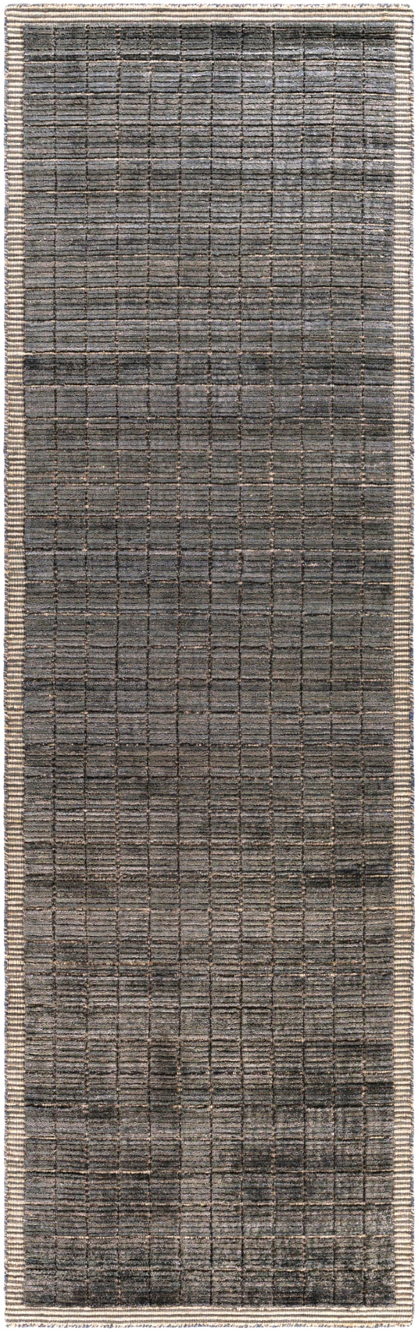 Carre CCR-2302 Modern Viscose, Wool Rug CCR2302-268 Charcoal, Medium Gray 70% Viscose, 30% Wool 2'6" x 8'