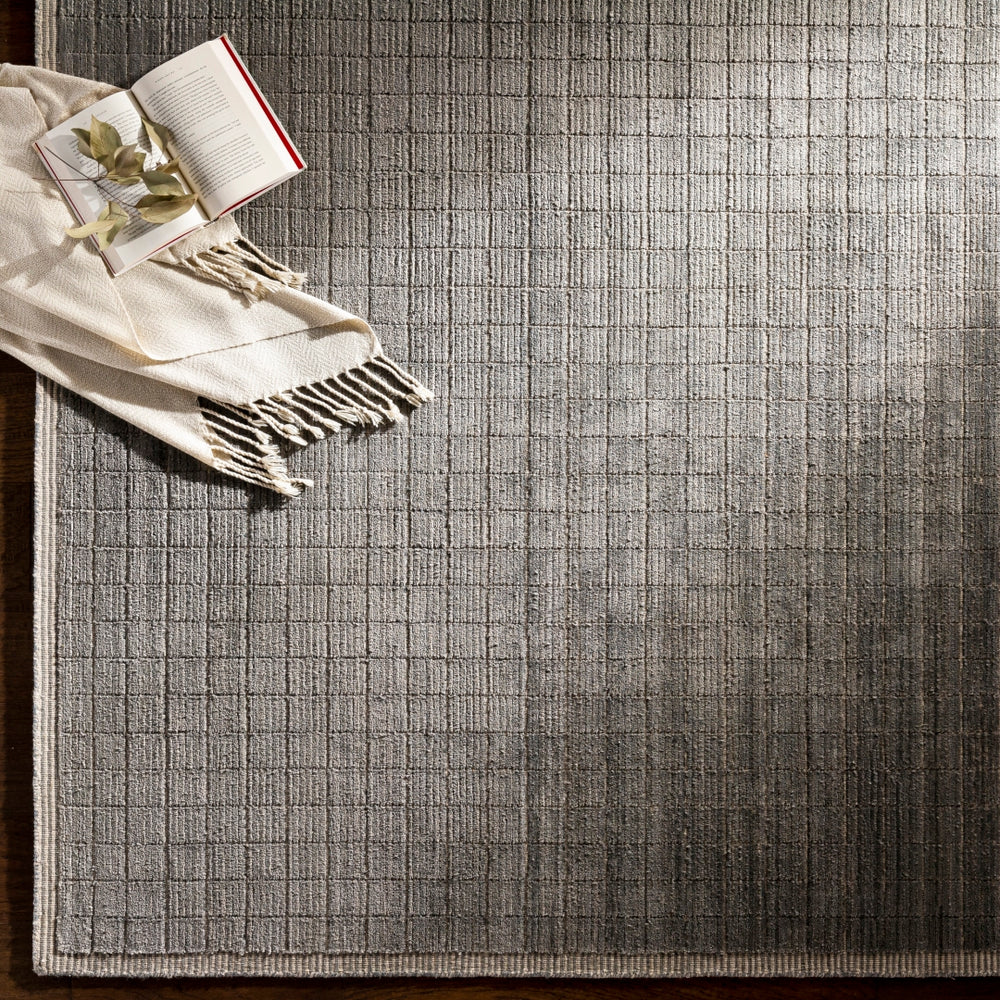 Carre CCR-2302 Modern Viscose, Wool Rug CCR2302-81012 Charcoal, Medium Gray 70% Viscose, 30% Wool 8'10" x 12'