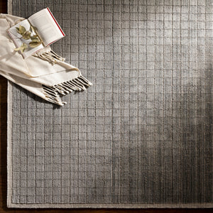 Carre CCR-2302 Modern Viscose, Wool Rug CCR2302-81012 Charcoal, Medium Gray 70% Viscose, 30% Wool 8'10" x 12'