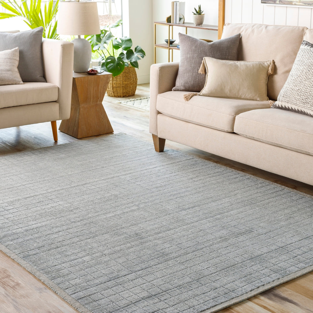 Carre CCR-2303 Modern Viscose, Wool Rug CCR2303-81012 Denim, Beige 70% Viscose, 30% Wool 8'10" x 12'
