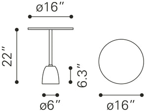 Zuo Modern Cynthia Marble, Iron Modern Commercial Grade Side Table White, Gold Marble, Iron