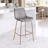 Zuo Modern Tony 100% Polyester, Plywood, Steel Modern Commercial Grade Counter Stool Gray, Gold 100% Polyester, Plywood, Steel