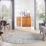Nourison Rustic Textures RUS17 Painterly Machine Made Power-loomed Indoor Area Rug Ivory/Grey 7'10" x round 99446836137
