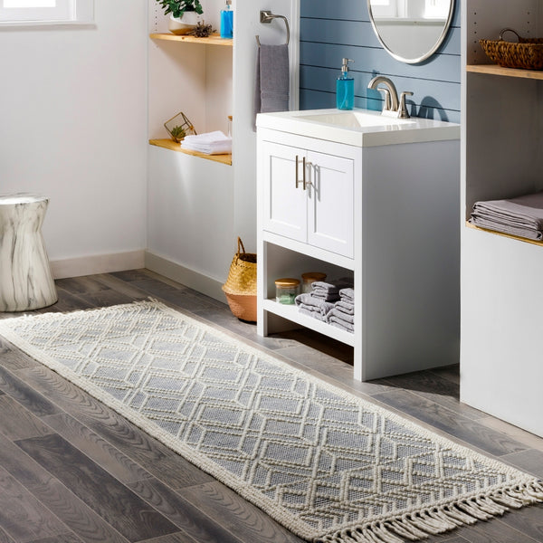 Casa DeCampo CDC-2300 Cottage NZ Wool Rug CDC2300-268 Ivory, Denim 100% NZ Wool 2'6" x 8'