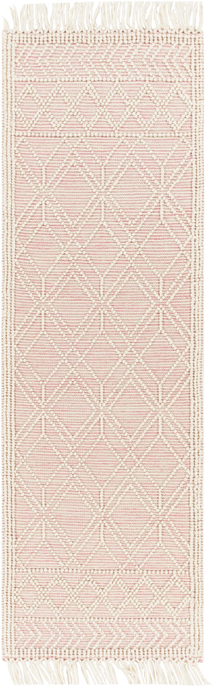 Casa DeCampo CDC-2303 Cottage NZ Wool Rug CDC2303-268 Ivory, Bright Pink 100% NZ Wool 2'6" x 8'