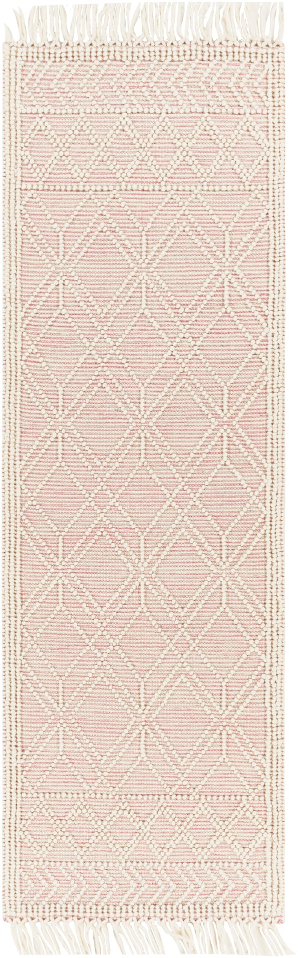 Casa DeCampo CDC-2303 Cottage NZ Wool Rug CDC2303-268 Ivory, Bright Pink 100% NZ Wool 2'6" x 8'