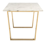 Zuo Modern Atlas Composite Stone, Stainless Steel Modern Commercial Grade Dining Table White, Gold Composite Stone, Stainless Steel