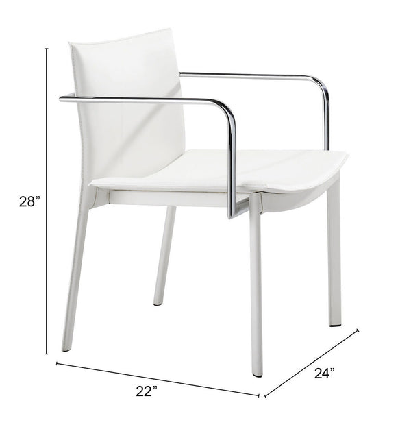 Zuo Modern Gekko 100% Polyurethane, Plywood, Steel Modern Commercial Grade Conference Chair Set - Set of 2 White, Chrome 100% Polyurethane, Plywood, Steel