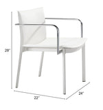 Zuo Modern Gekko 100% Polyurethane, Plywood, Steel Modern Commercial Grade Conference Chair Set - Set of 2 White, Chrome 100% Polyurethane, Plywood, Steel