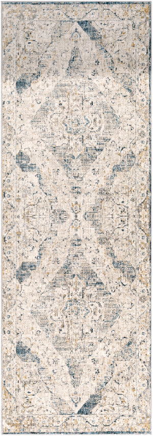 Cardiff CDF-2303 Traditional Polyester Rug CDF2303-2773 Medium Gray, Denim, Tan, Sky Blue, Navy 100% Polyester 2'7" x 7'3"