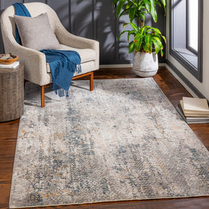 Cardiff CDF-2304 Modern Polyester Rug CDF2304-9122 Medium Gray, Denim, Tan, Sky Blue, Navy 100% Polyester 9' x 12'2"