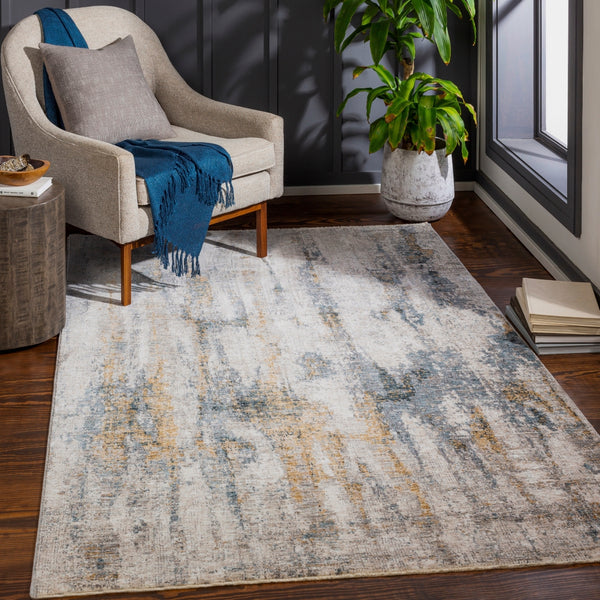 Cardiff CDF-2306 Modern Polyester Rug CDF2306-9122 Medium Gray, Denim, Tan, Sky Blue, Navy 100% Polyester 9' x 12'2"