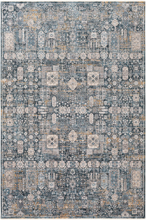 Cardiff CDF-2309 Traditional Polyester Rug CDF2309-9122 Teal, Medium Gray, Ivory, Camel, Charcoal 100% Polyester 9' x 12'2"