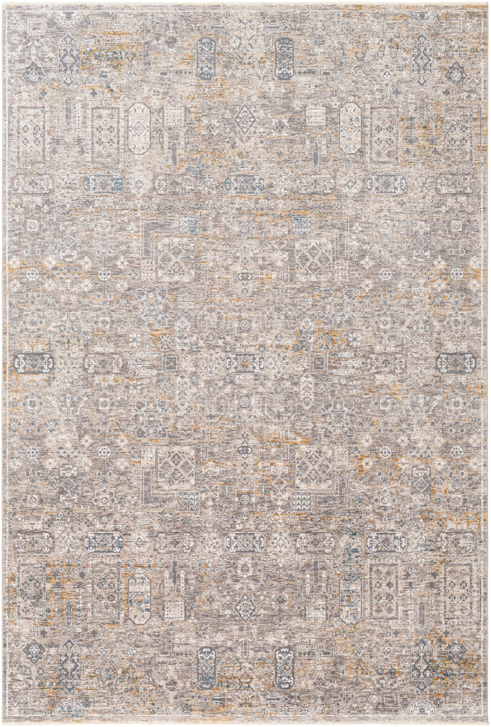 Cardiff CDF-2310 Traditional Polyester Rug CDF2310-9122 Charcoal, Ivory, Medium Gray, Camel, Teal 100% Polyester 9' x 12'2"