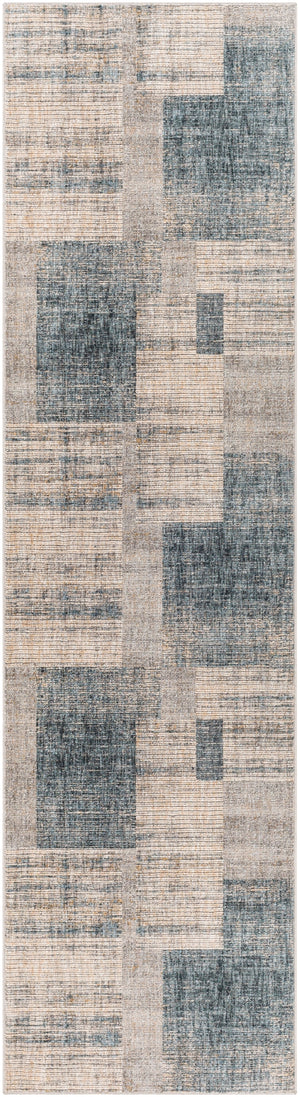 Cardiff CDF-2312 Modern Polyester Rug CDF2312-2710 Teal, Taupe, Medium Gray, Camel, Light Gray, Beige, Cream 100% Polyester 2'7" x 10'