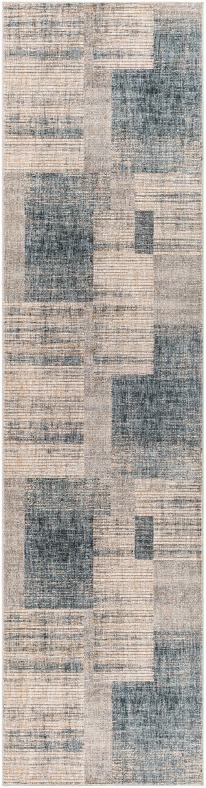 Cardiff CDF-2312 Modern Polyester Rug CDF2312-2773 Teal, Taupe, Medium Gray, Camel, Light Gray, Beige, Cream 100% Polyester 2'7" x 7'3"