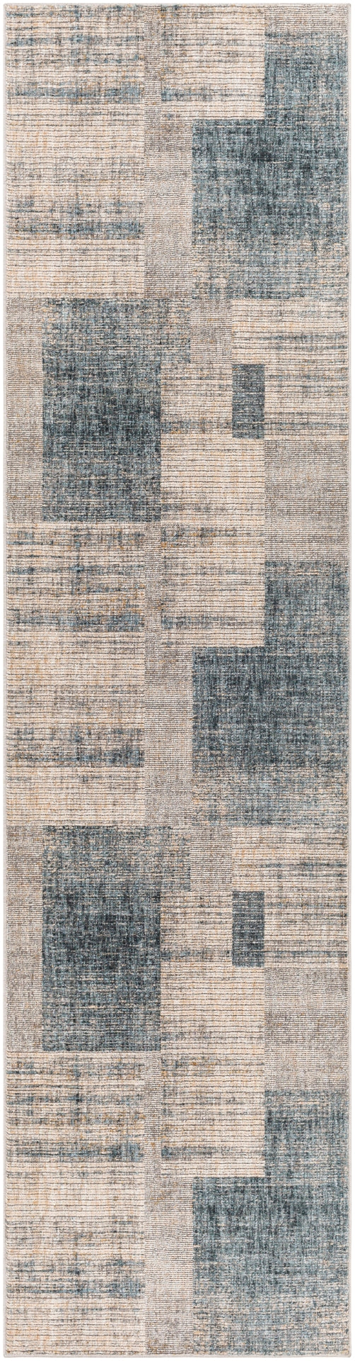 Cardiff CDF-2312 Modern Polyester Rug CDF2312-2773 Teal, Taupe, Medium Gray, Camel, Light Gray, Beige, Cream 100% Polyester 2'7" x 7'3"