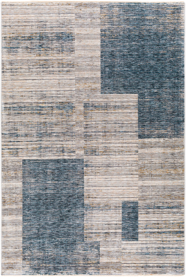Cardiff CDF-2312 Modern Polyester Rug CDF2312-9122 Teal, Taupe, Medium Gray, Camel, Light Gray, Beige, Cream 100% Polyester 9' x 12'2"