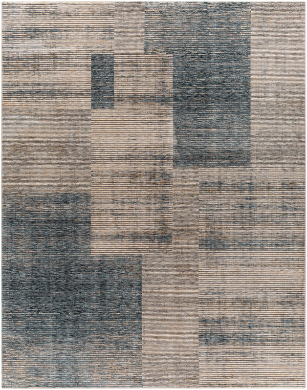 Cardiff CDF-2312 Modern Polyester Rug CDF2312-710103 Teal, Taupe, Medium Gray, Camel, Light Gray, Beige, Cream 100% Polyester 7'10" x 10'3"