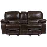 Porter Designs Ramsey Leather-Look Transitional Reclining Console Love Brown 03-112C-02-6013