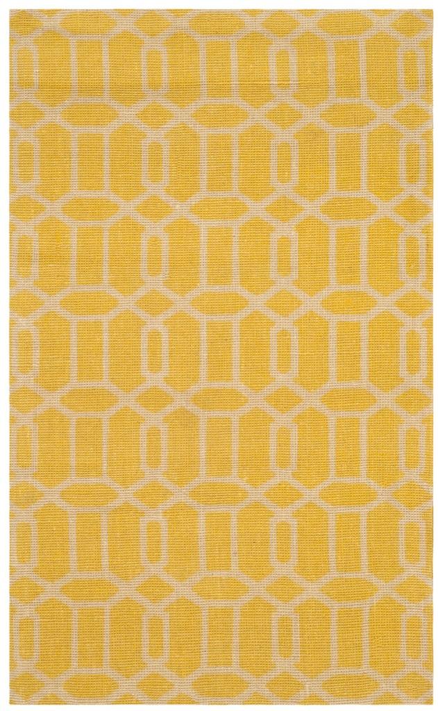 Cedar Brook 232  Hand Loomed Jute Pile Rug Yellow / Ivory