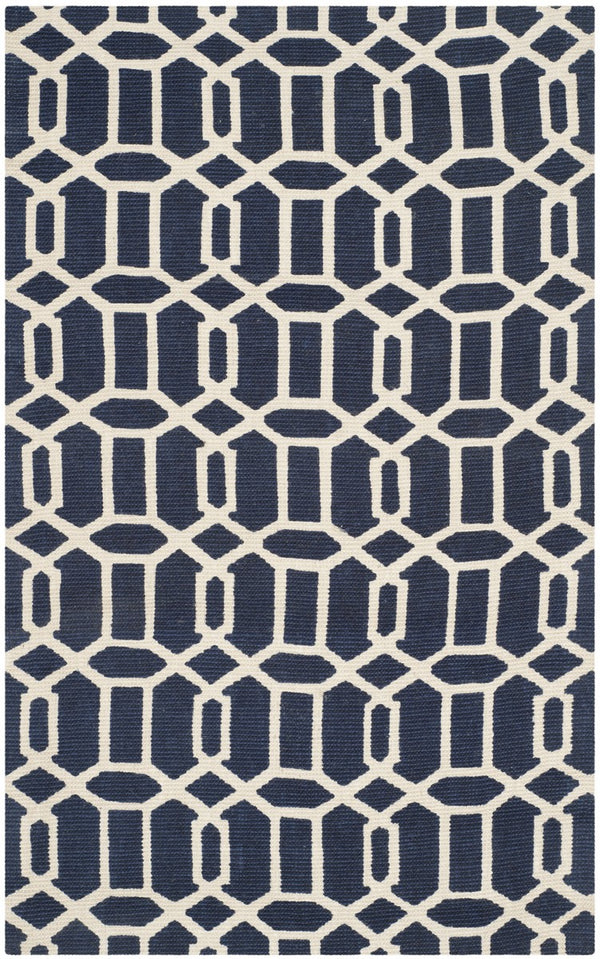 Cedar Brook 232  Hand Loomed Jute Pile Rug Navy / Ivory