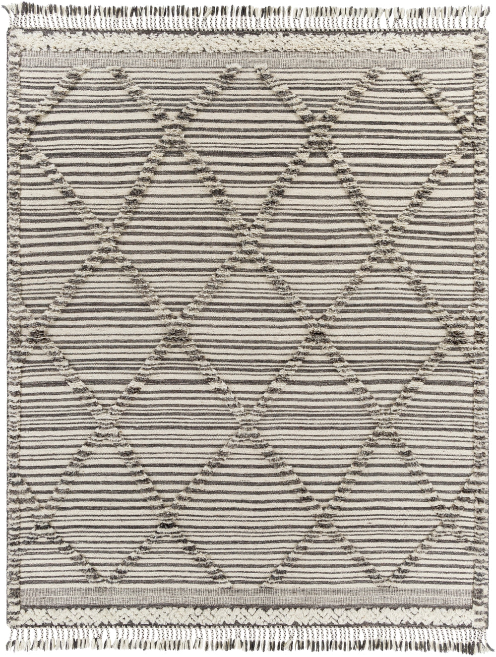 Cadiz CDZ-2300 Global Wool Rug CDZ2300-81012 Black, Ivory, Charcoal, Medium Gray 100% Wool 8'10" x 12'