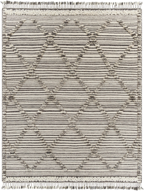 Cadiz CDZ-2300 Global Wool Rug CDZ2300-81012 Black, Ivory, Charcoal, Medium Gray 100% Wool 8'10" x 12'