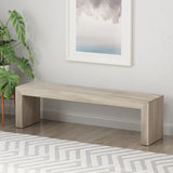 Pannell Farmhouse Acacia Wood Dining Bench, Light Gray Oak Noble House