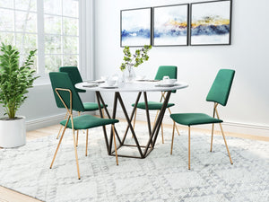 Zuo Modern Chloe 100% Polyester, Plywood, Steel Modern Commercial Grade Dining Chair Set - Set of 2 Green, Gold 100% Polyester, Plywood, Steel