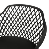 Noble House Poppy Outdoor Modern Dining Chair (Set of 4), Black