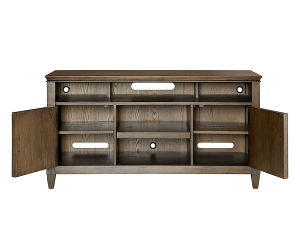 Newport 54" TV Console: Elegant Planked Oak Finish with Cable Management & Soundbar Shelf Included