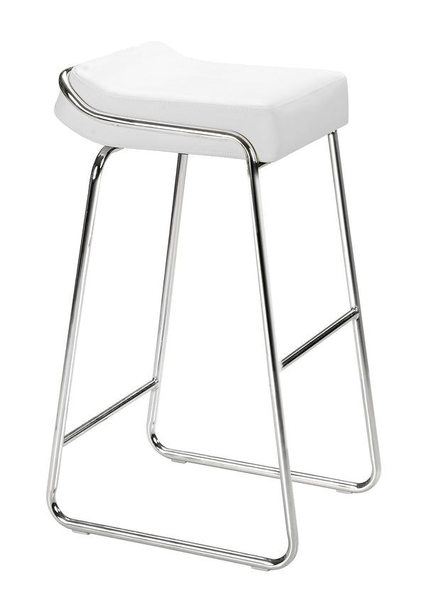 Zuo Modern Wedge 100% Polyurethane, Plywood, Steel Modern Commercial Grade Barstool Set - Set of 2 White, Chrome 100% Polyurethane, Plywood, Steel