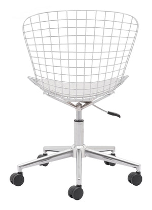 Zuo Modern Wire 100% Polyurethane, Steel Modern Commercial Grade Office Chair Chrome, White 100% Polyurethane, Steel