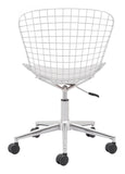 Zuo Modern Wire 100% Polyurethane, Steel Modern Commercial Grade Office Chair Chrome, White 100% Polyurethane, Steel