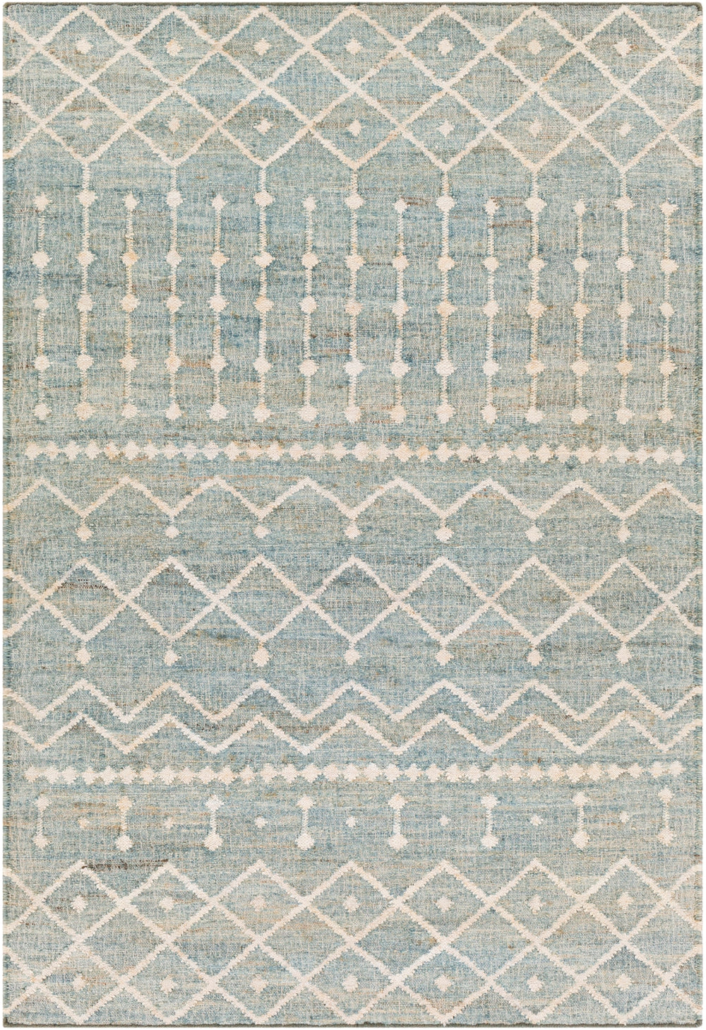 Cadence CEC-2305 Global Jute Rug CEC2305-81012 Sage, Cream, Camel, Ice Blue, Tan 100% Jute 8'10" x 12'