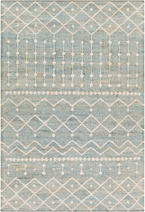 Cadence CEC-2305 Global Jute Rug CEC2305-81012 Sage, Cream, Camel, Ice Blue, Tan 100% Jute 8'10" x 12'