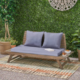 Sedona Outdoor Wooden Loveseat with Cushions, Dark Gray and Gray Finish Noble House