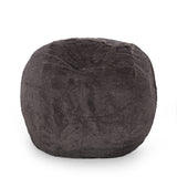Noble House Greyrock Modern Glam 5 Foot Faux Fur Winter Bean Bag, Brown and Beige