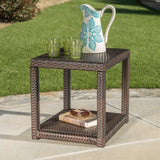 Boracay Outdoor Multibrown Wicker Accent Table Noble House