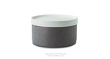 Celine Pouf A Set: Celine A Pouf Grey Nubuck White Lacquer Tray