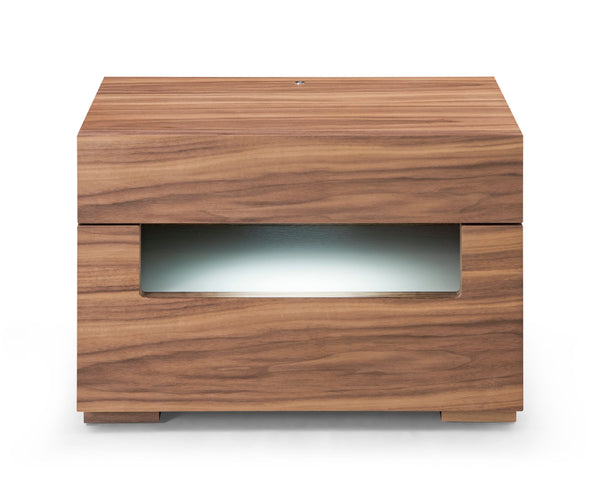 VIG Furniture Modrest Ceres - Contemporary LED Walnut Nightstand VGWCCG05-WAL-NS